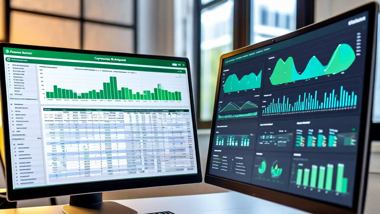 data dashboard and spreadsheet comparison